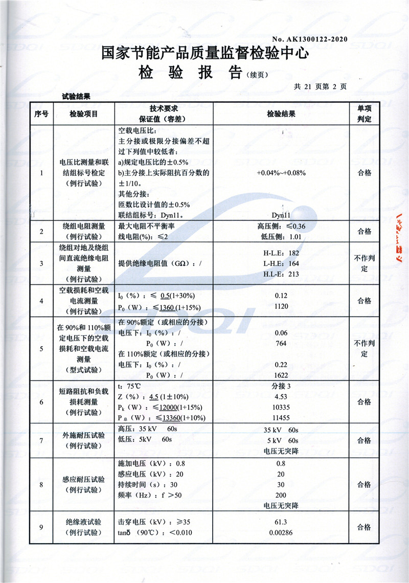 高低压试验报告-S11-1250卢氏卢氏卢氏油浸式变压器-2.jpg